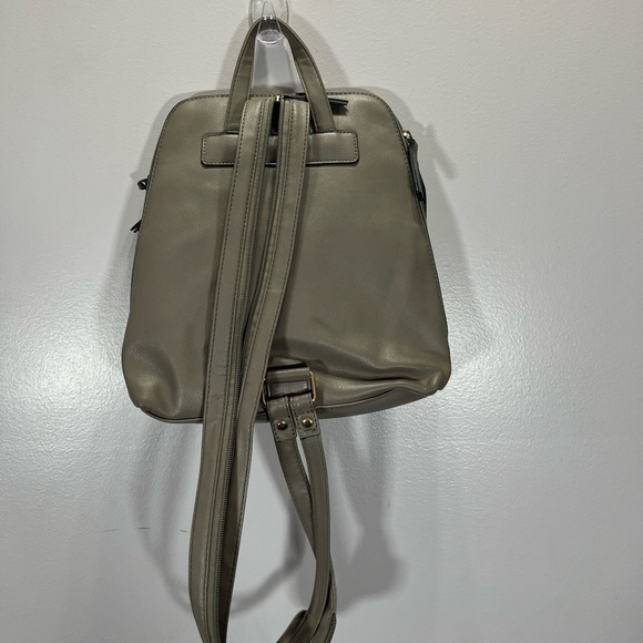 Seven Days Women’s Grey Vegan Faux Leather Small Backpack With Front Pocket - Picture 6 of 14